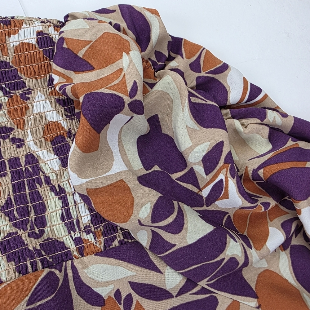 New Anthropologie THML Women's Purple and Orange Patterned Pocketed Dress XL - Picture 8 of 12